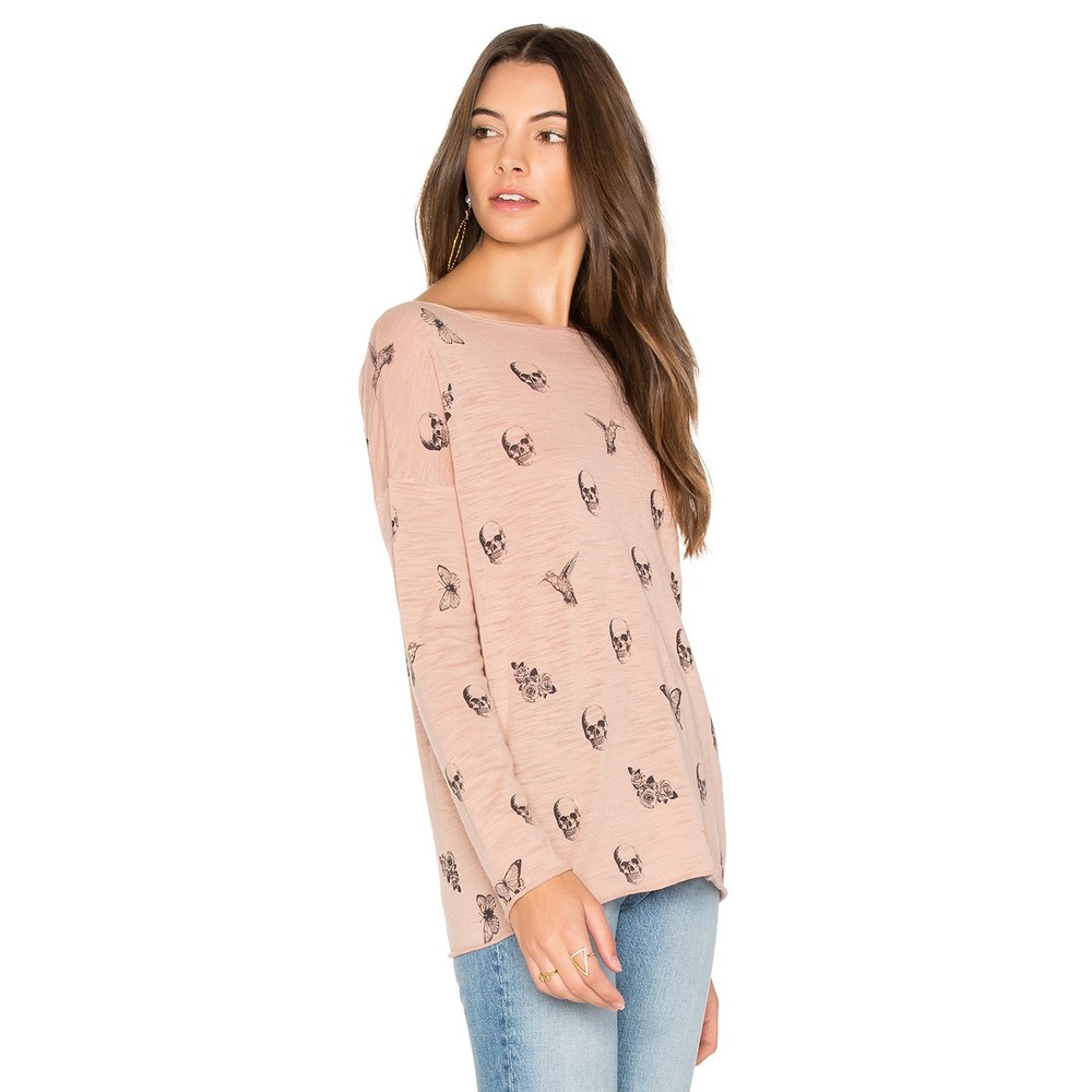 Skull Cashmere Dru Cotton Knit Skull Print Sweater Rose Pink NWT Sizes XS S - Picture 4 of 16